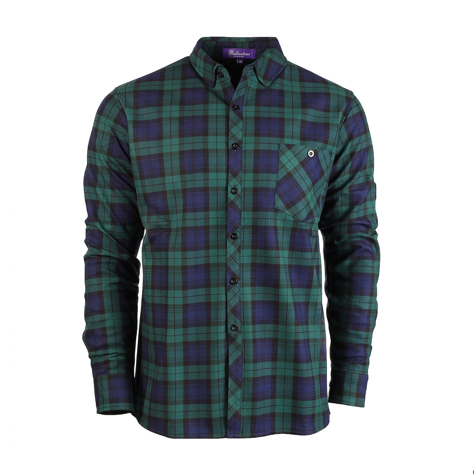 Men's Plaid Velour Lined Check Shirt Navy Check