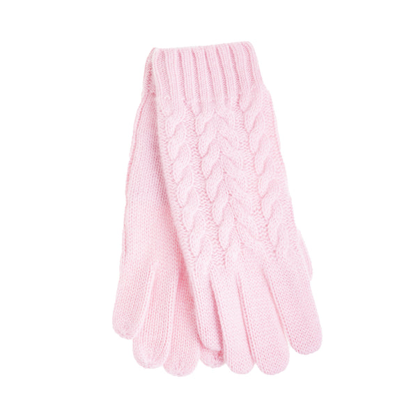 100% Cashmere Ladies Cable Glove Strawberry