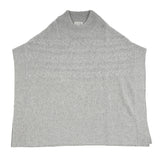 100% Cashmere Ladies T Neck Cable Poncho Grey Mid