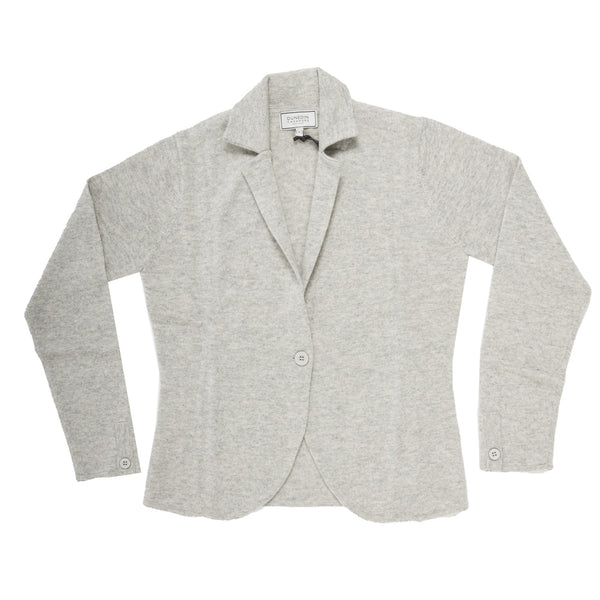 100% Cashmere Ladies Blazer Knit Light Grey