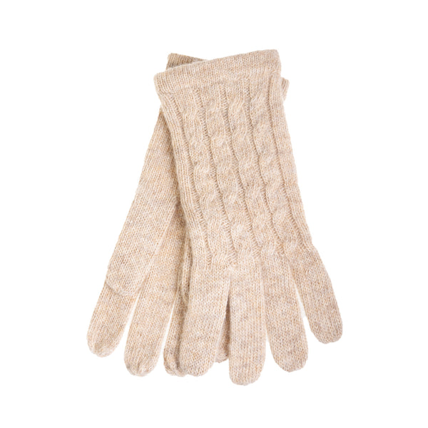 Ladies Cable Lambswool Mix Glove Natural