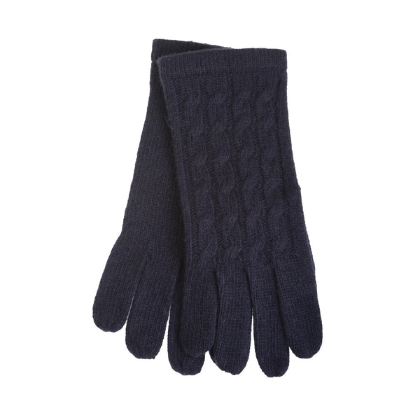 Ladies Cable Lambswool Mix Glove Navy