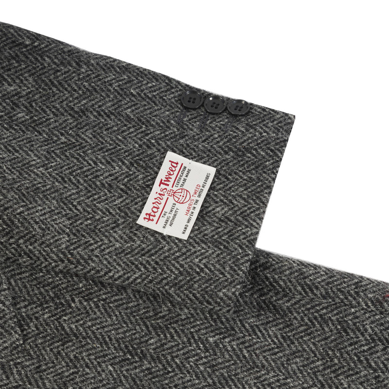 Harris Tweed Men's Wool Coat - Cameron Grey Herringbone