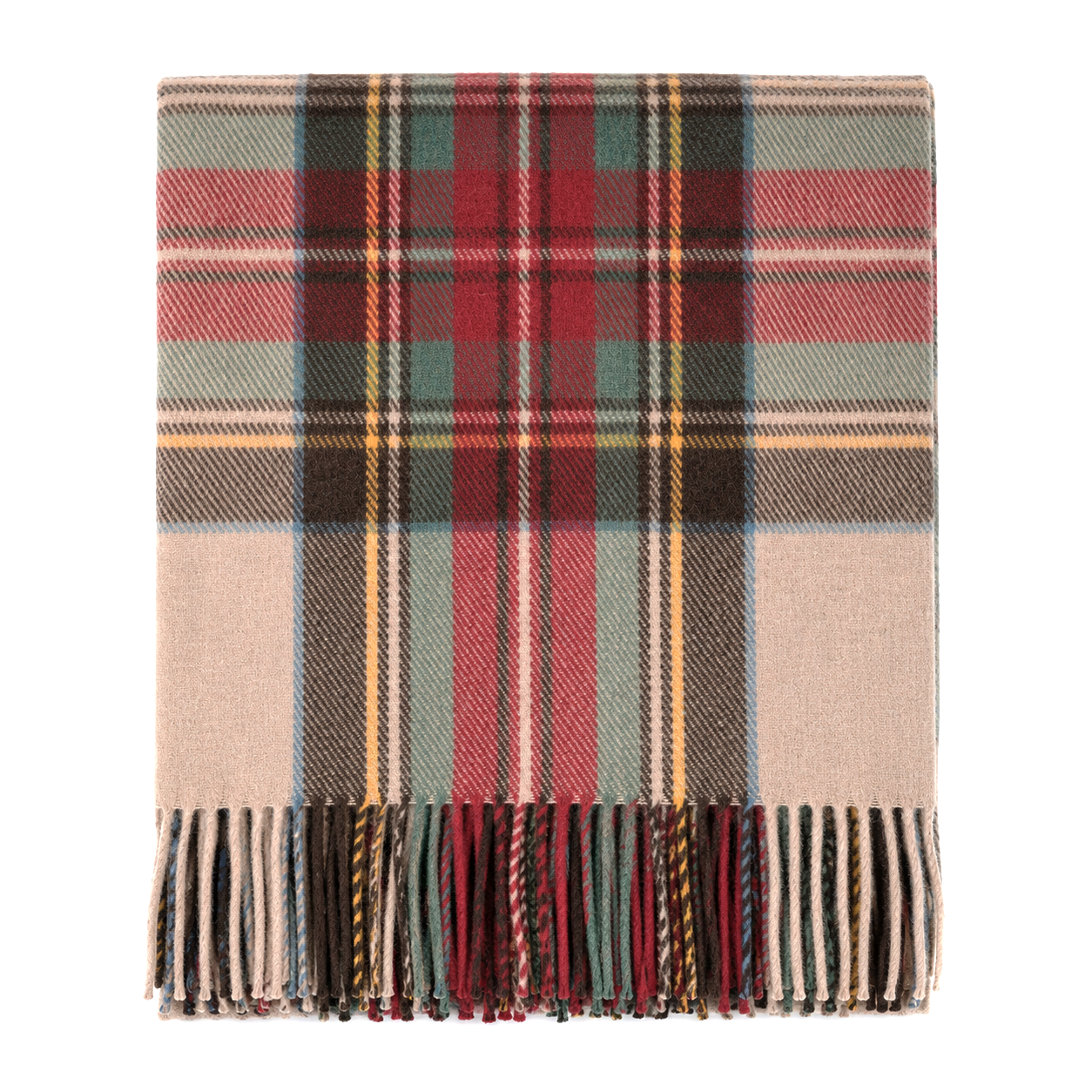 Balmoral Highland Wool Blend Scottish Tartan Blanket Throw - Recycled Wool - 155 x 190 cm - STEWART DRESS ANTIQUE