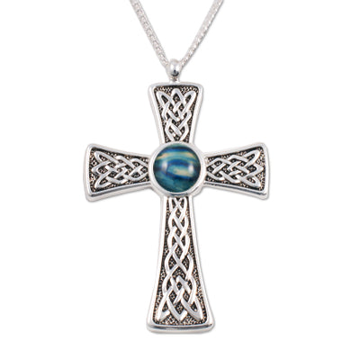 Heathergem Silver Plated Celtic Cross Embossed Pendant