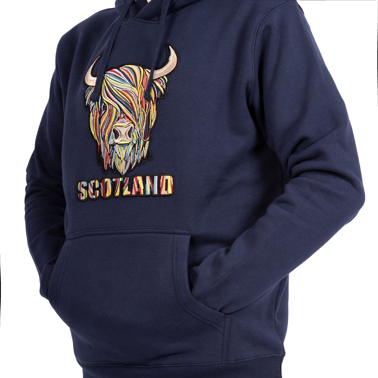 Adults Pastel Highland Cow Hooded Top Navy