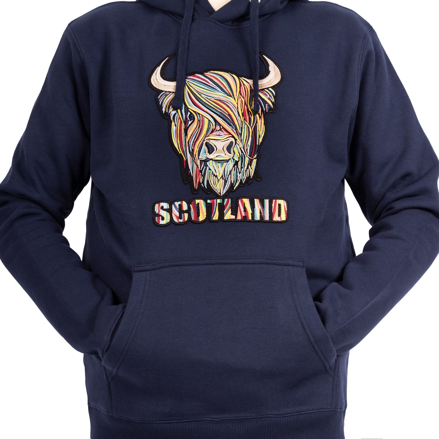 Adults Pastel Highland Cow Hooded Top Navy