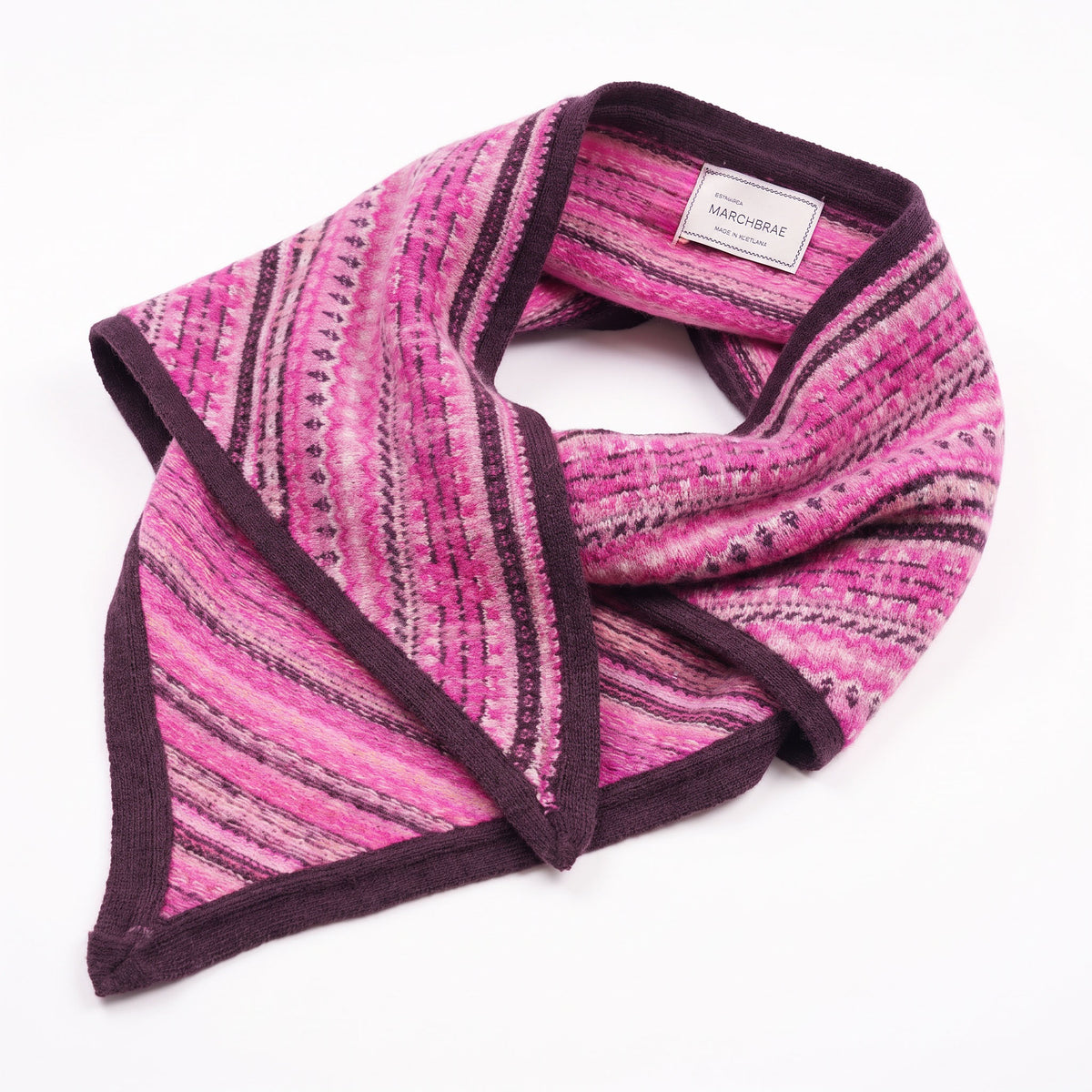 Women’s Lambswool Fair Isle Neck Scarf – Made in Scotland - CASIS PURPLE
