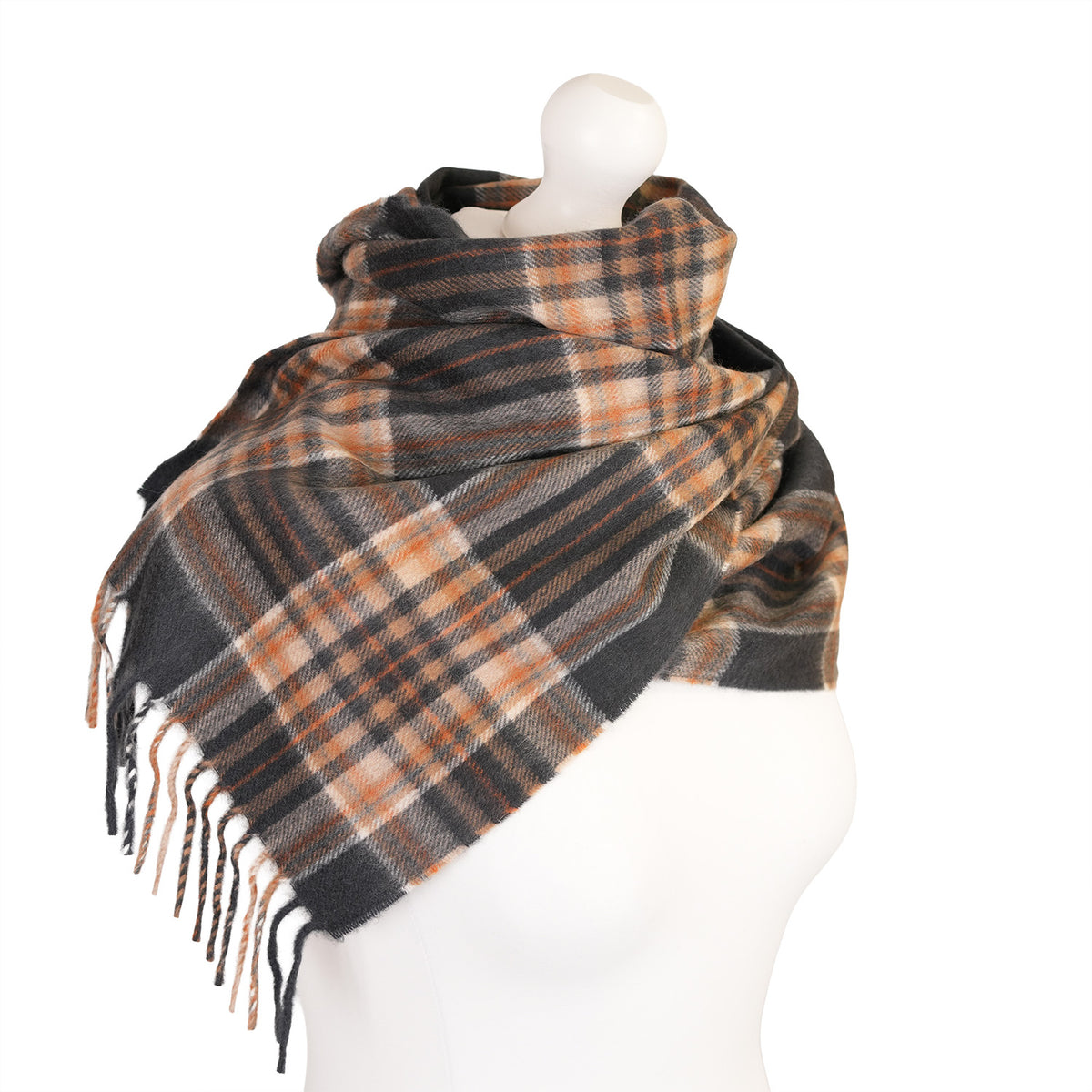 Balmoral 100% Cashmere Woven Scarf Tartan and Checks - Made in Scotland - TAWNEY