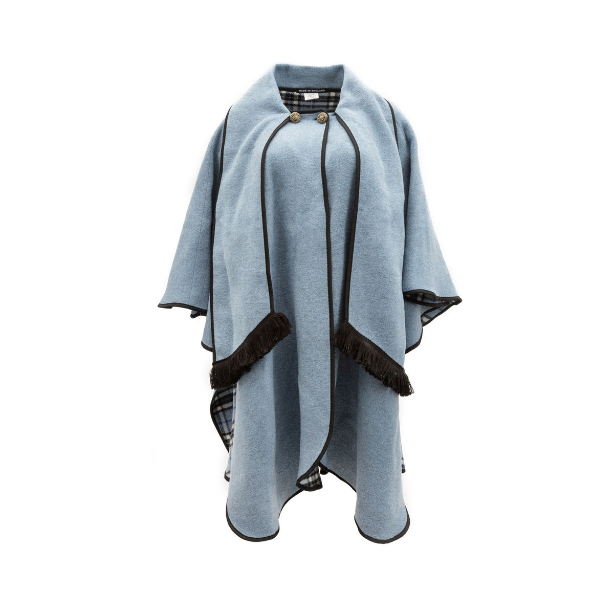 Heritage of Scotland Ladies Warm Reversible Wool Blend Cape - DENIM