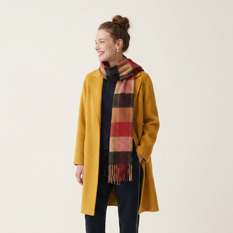 Tartan Weaving Mill 100% Pure Cashmere Scarf – Made in Scotland - Vicuna Block