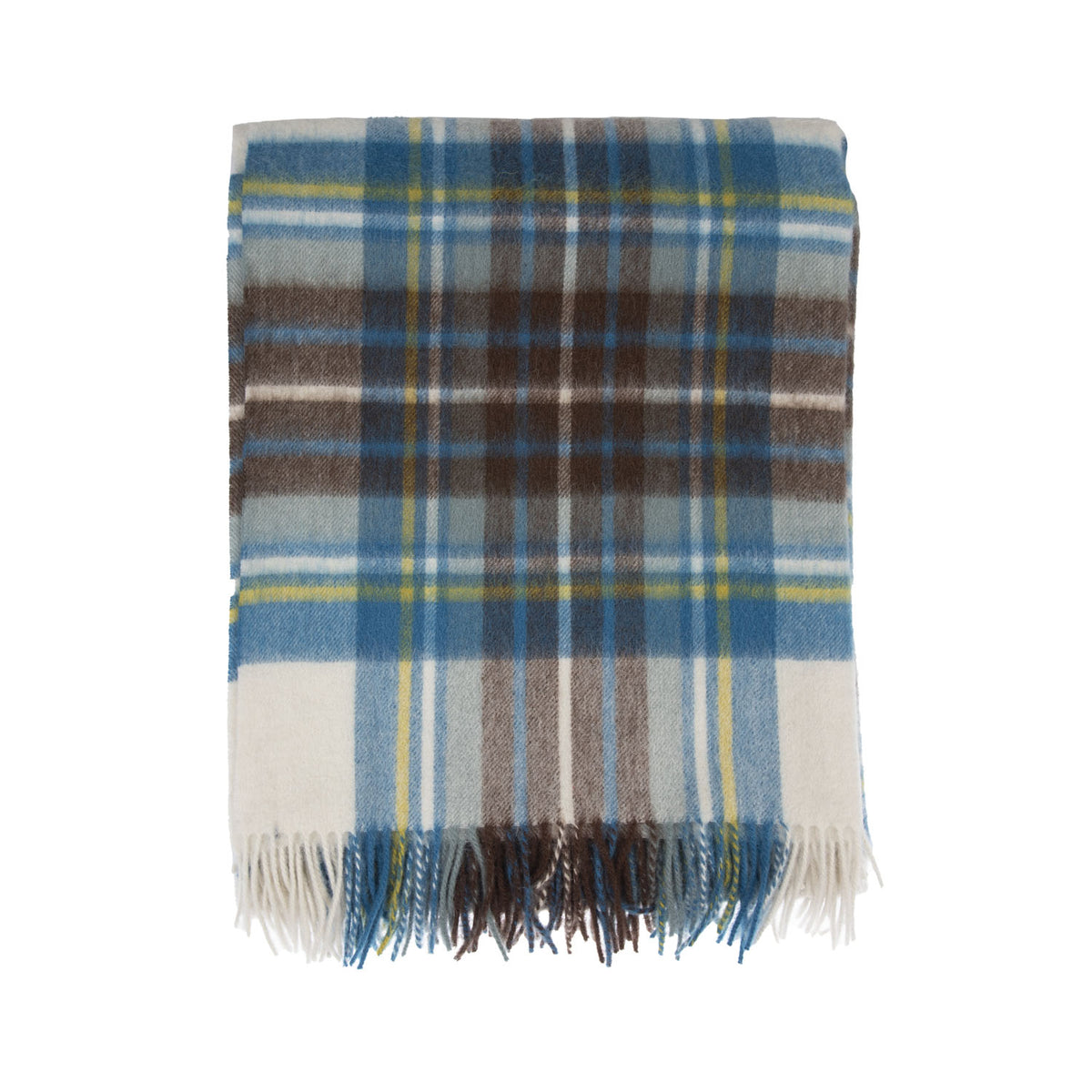 100% Pure Lambswool Blanket Throw – Luxury Soft Warm Wool Blanket - Home Décor - STEWART MUTED BLUE