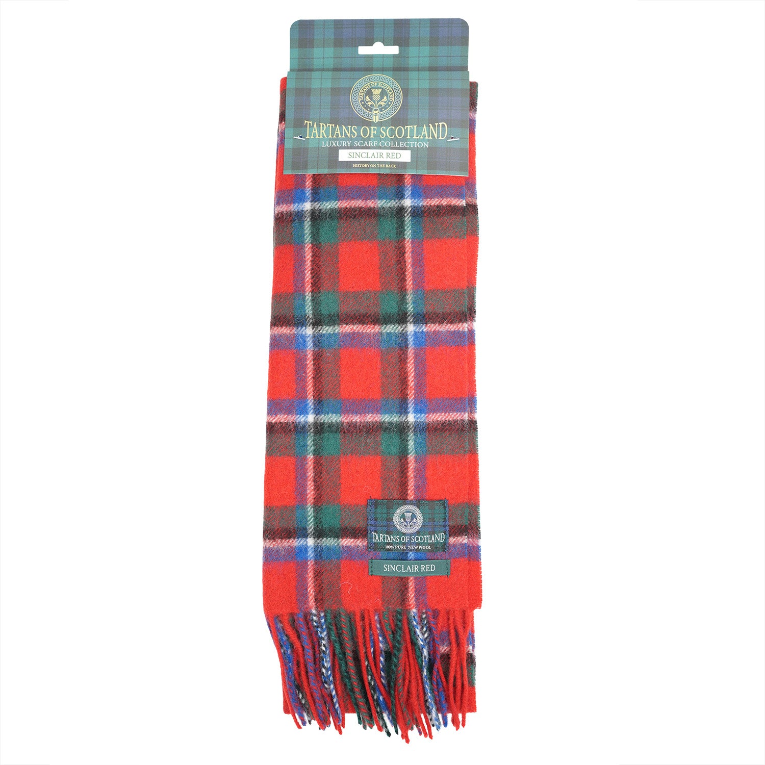 Tartan of Scotland 100% Pure New Wool Clan Scarf - Sinclair Red