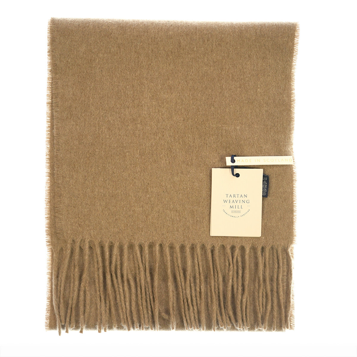 Tartan Weaving Mill 100% Pure Cashmere Scarf – Made in Scotland - LIGHT FAWN