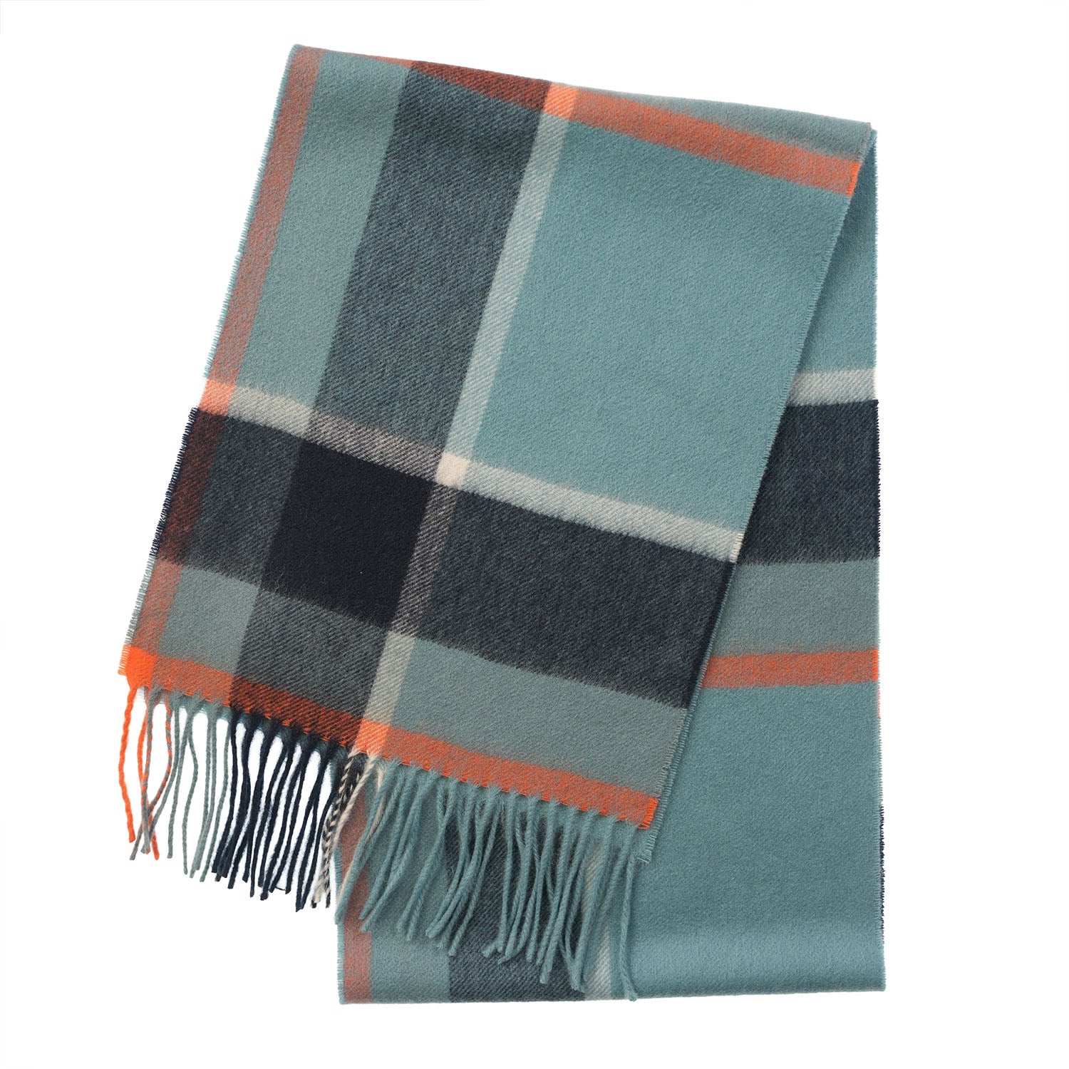 Edinburgh Cashmere Premium Lightweight Scarf - Ultra-Soft Luxury Wrap - BAGSHAW CHECK BLUE