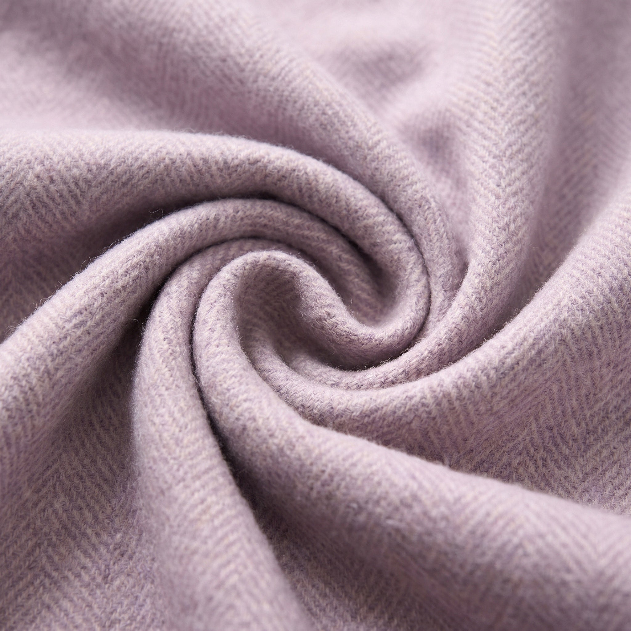 Recycled Wool Herringbone Knee Blanket – Pastel Fringed Throw - HEATHER
