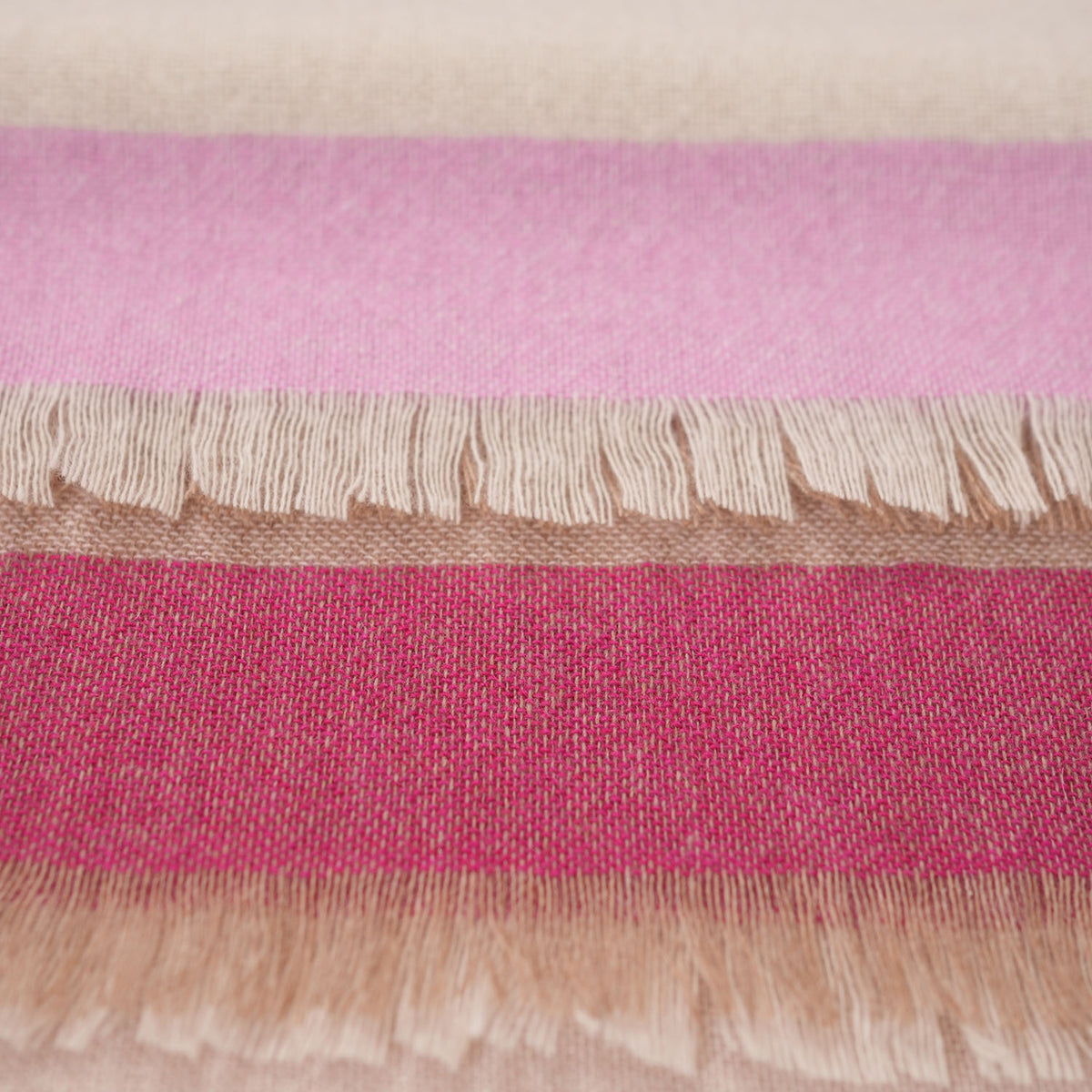 Earthy Block 100% Cashmere Square Scarf - PINK