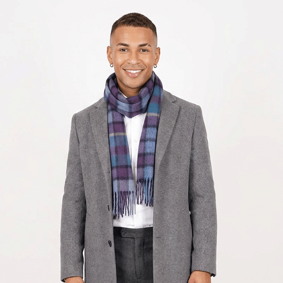 Edinburgh 100% Lambswool Scarf – Premium Soft Wool Wrap - ARTILLERY CHECK NAVY
