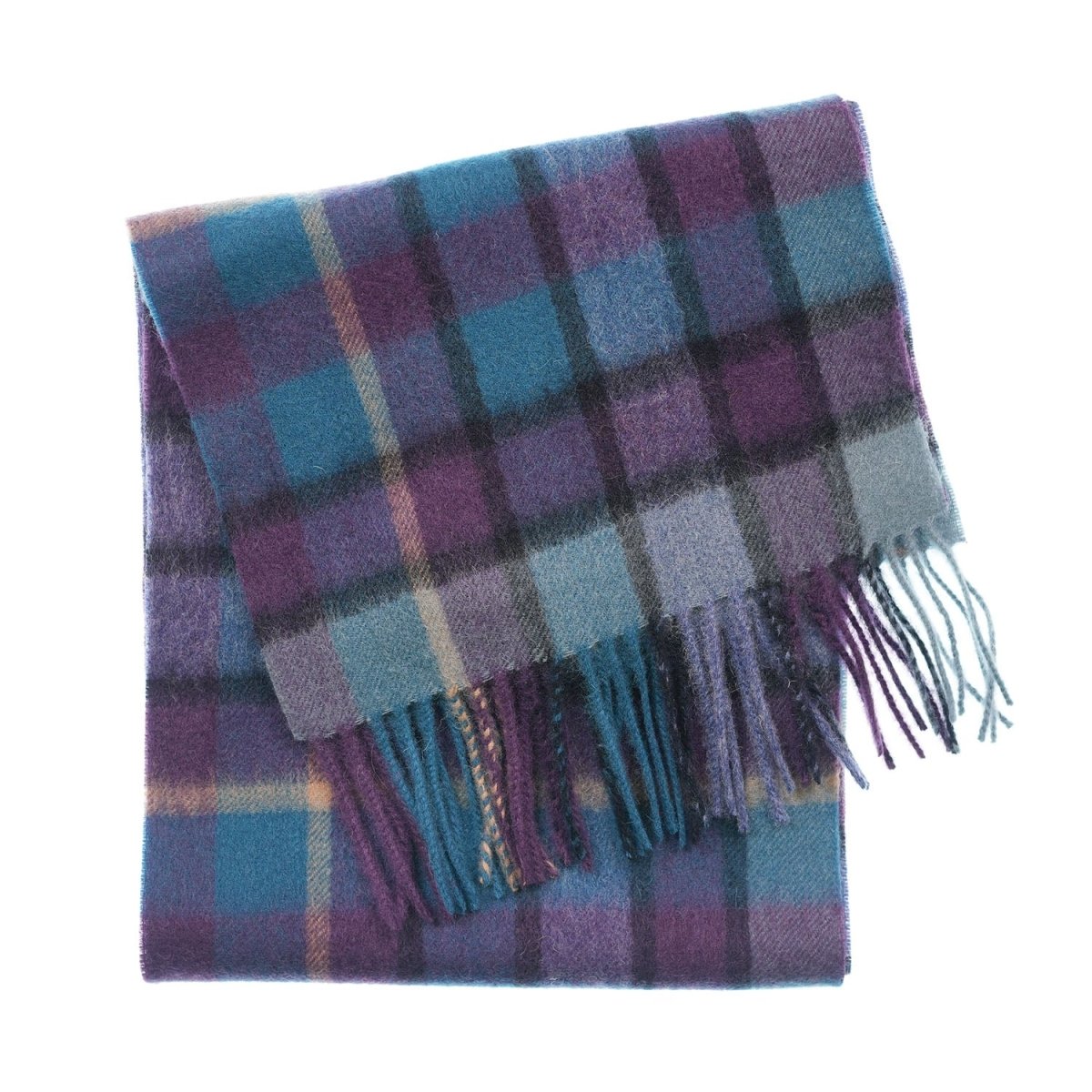 Edinburgh 100% Lambswool Scarf – Premium Soft Wool Wrap - ARTILLERY CHECK NAVY