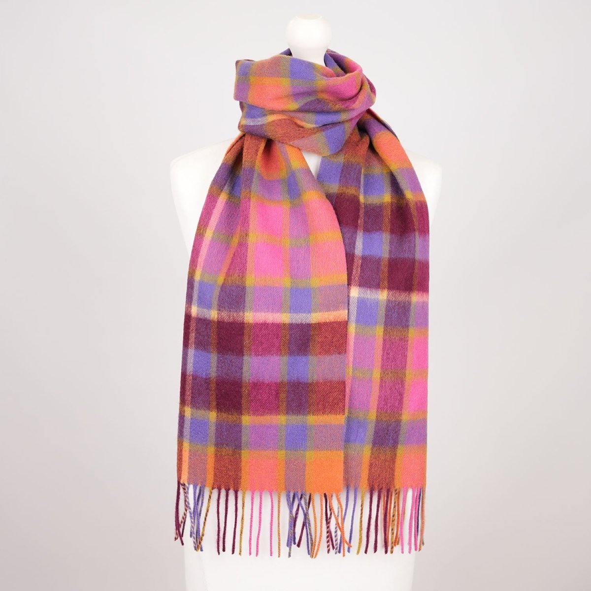 Edinburgh 100% Lambswool Scarf – Premium Soft Wool Wrap - ARTILLERY CHECK ORANGE