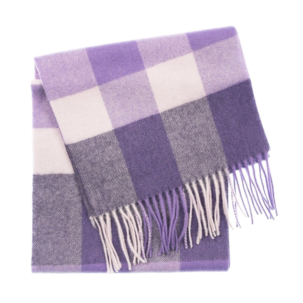 Edinburgh 100% Lambswool Scarf – Premium Soft Wool Wrap - BURSTED CHECK LAVENDER