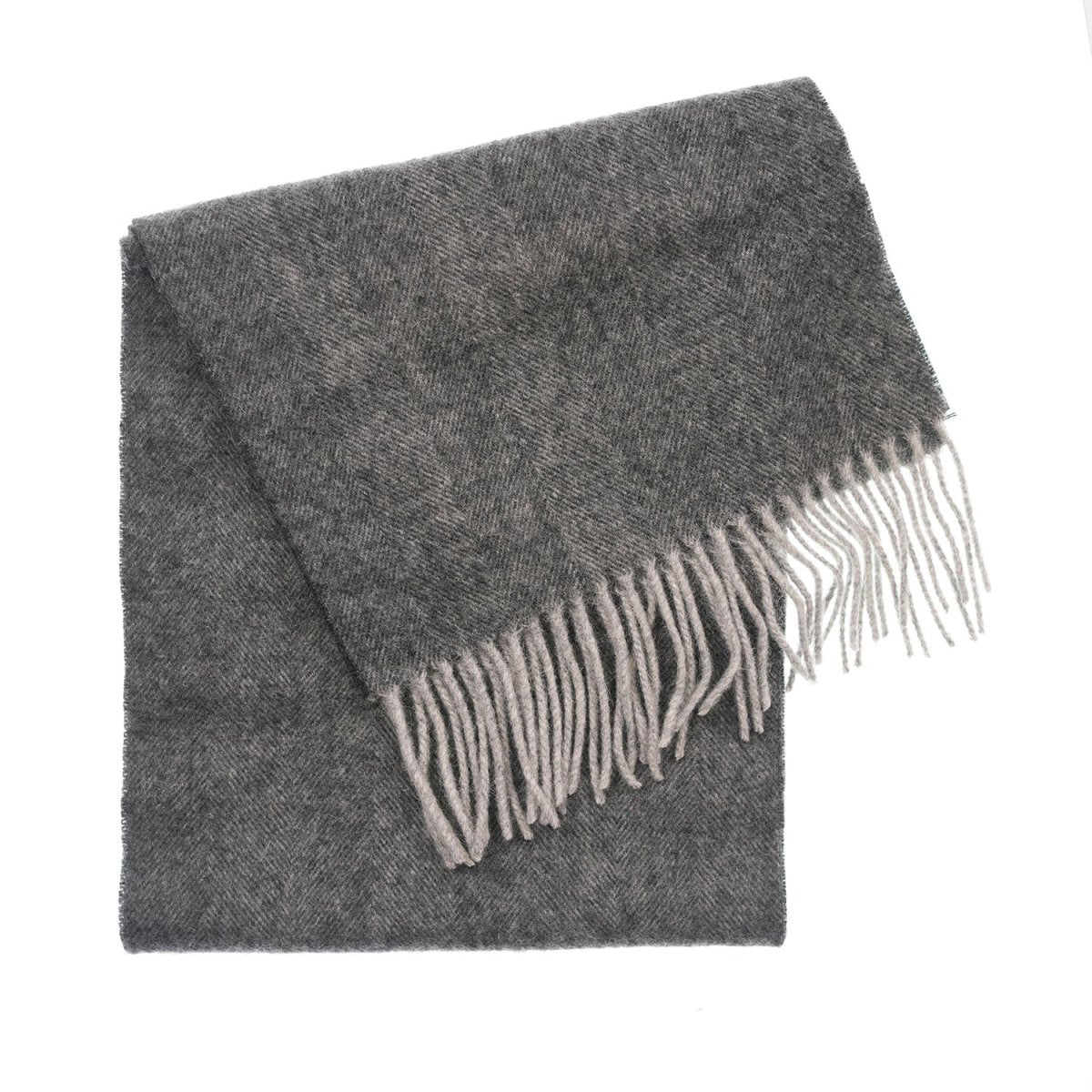 Edinburgh 100% Lambswool Tartan Scarf Light Grey Charcoal