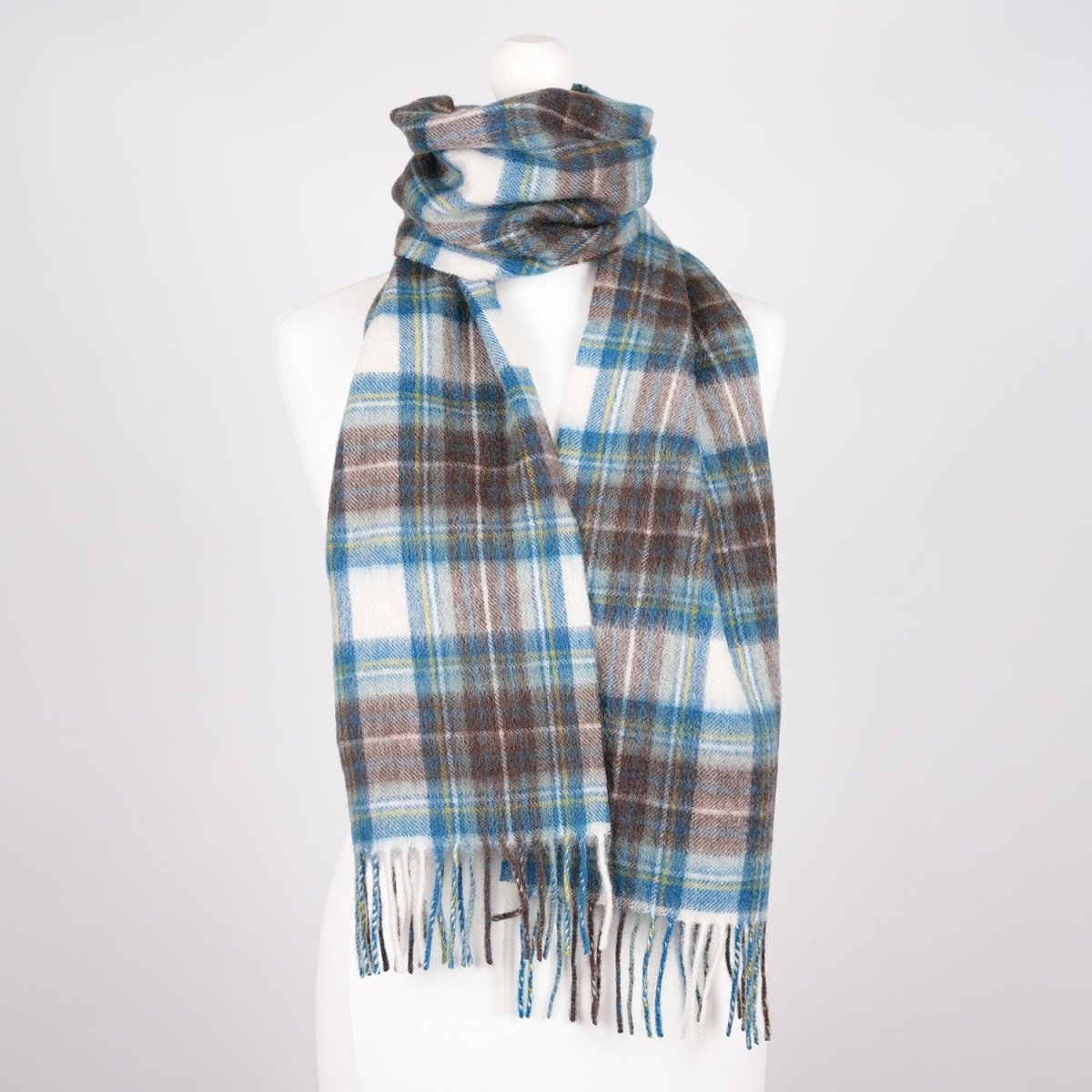 Edinburgh 100% Lambswool Scarf – Premium Soft Wool Wrap - STEWART MUTED BLUE