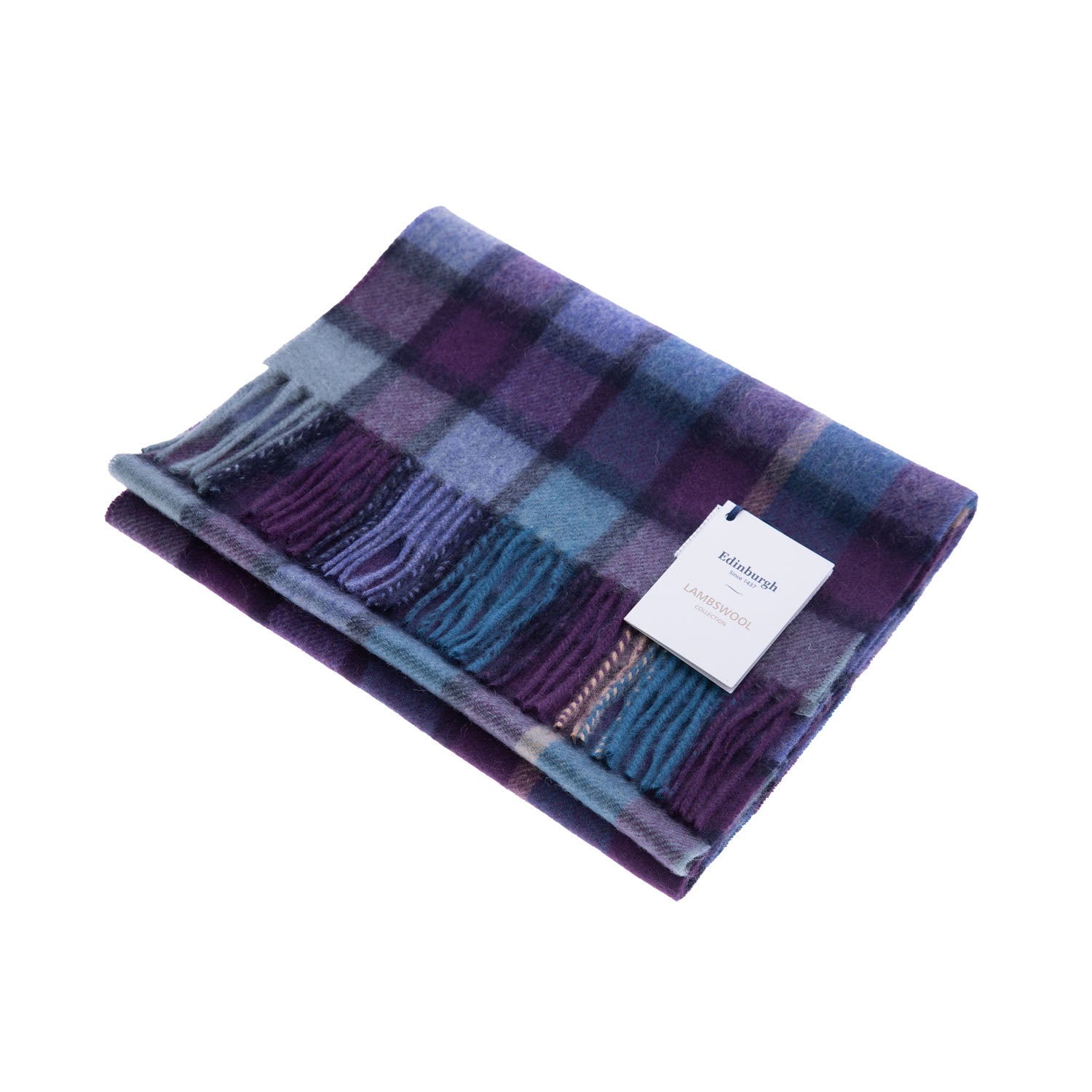 Edinburgh 100% Lambswool Scarf – Premium Soft Wool Wrap - ARTILLERY CHECK NAVY