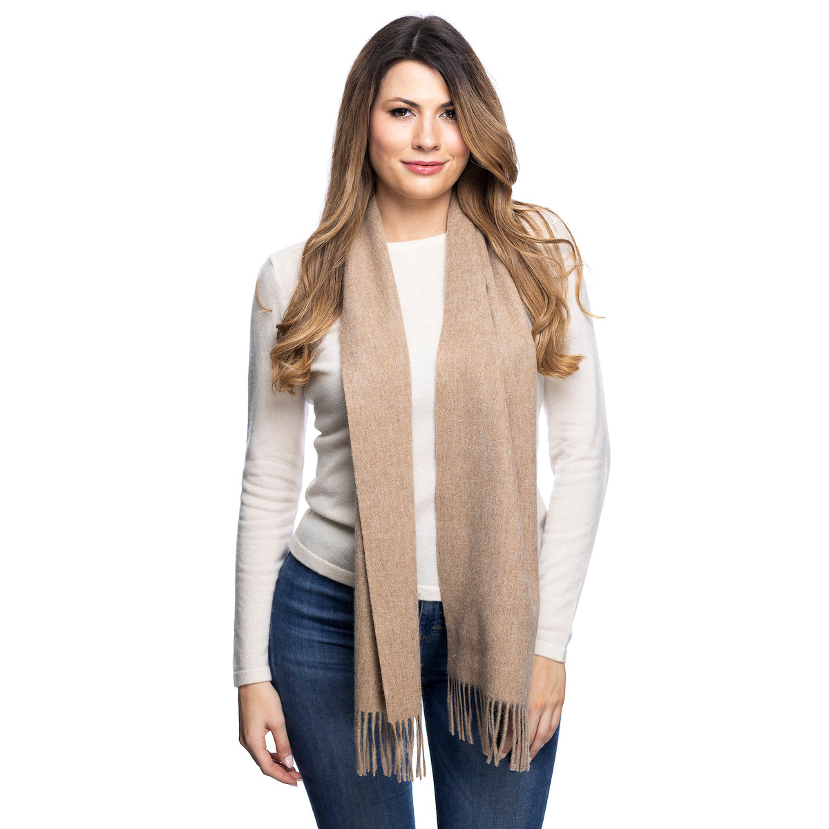 Edinburgh 100% Lambswool Scarf – Premium Soft Wool Wrap - NATURAL