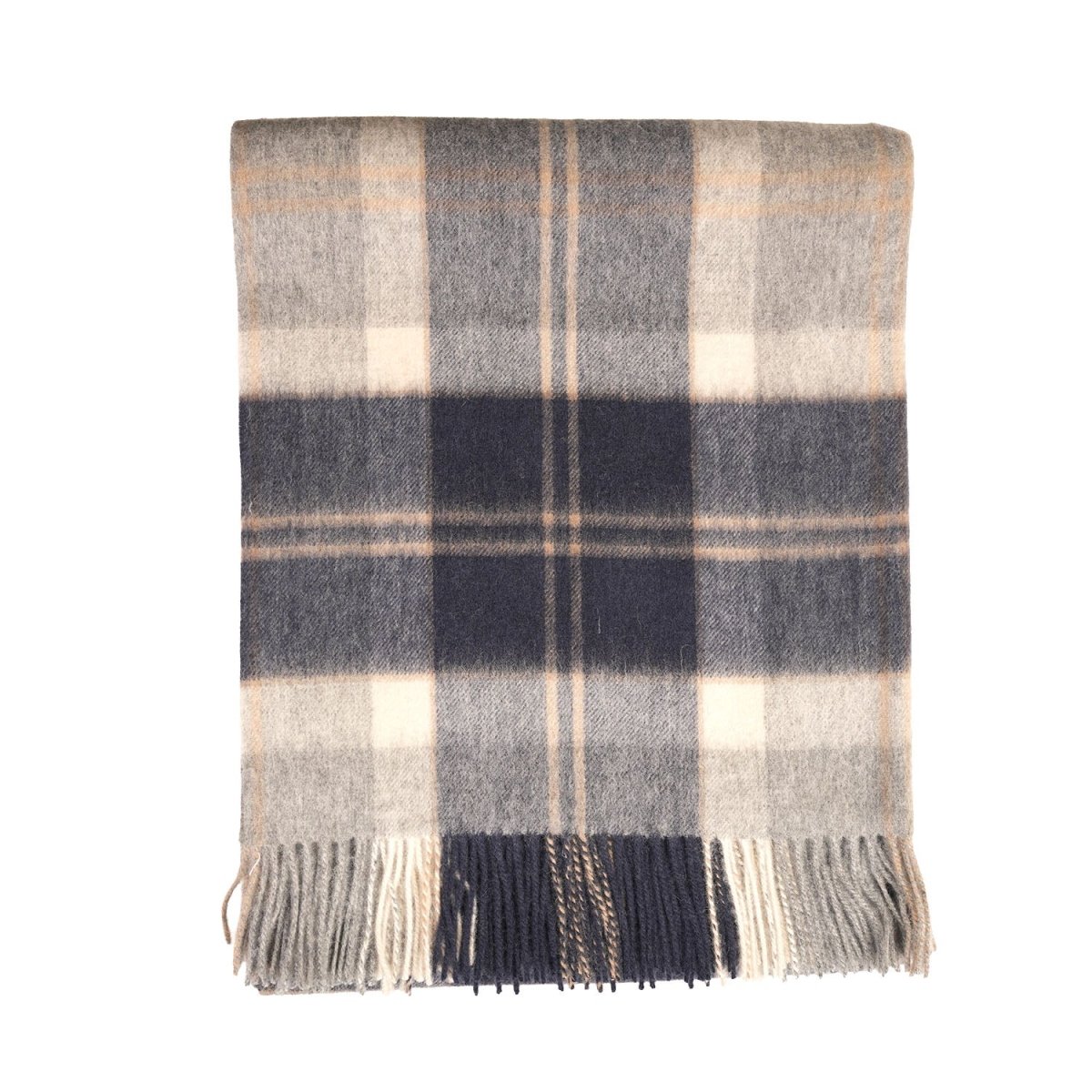 100% Pure Lambswool Blanket Throw – Luxury Soft Warm Wool Blanket - Home Décor - BANNOCKBANE SILVER