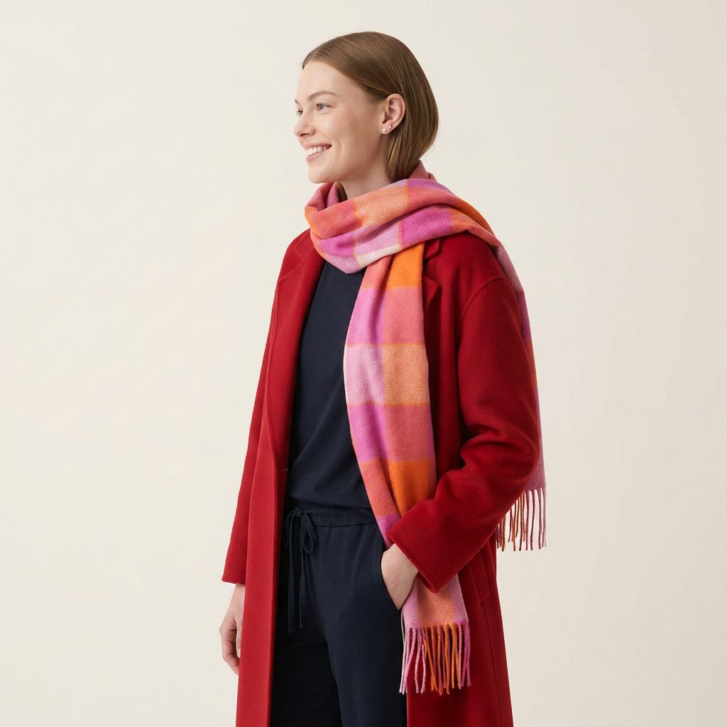 Tartan Weaving Mill 100% Pure Cashmere Scarf – Made in Scotland - SUMMER BLOCK SCARF