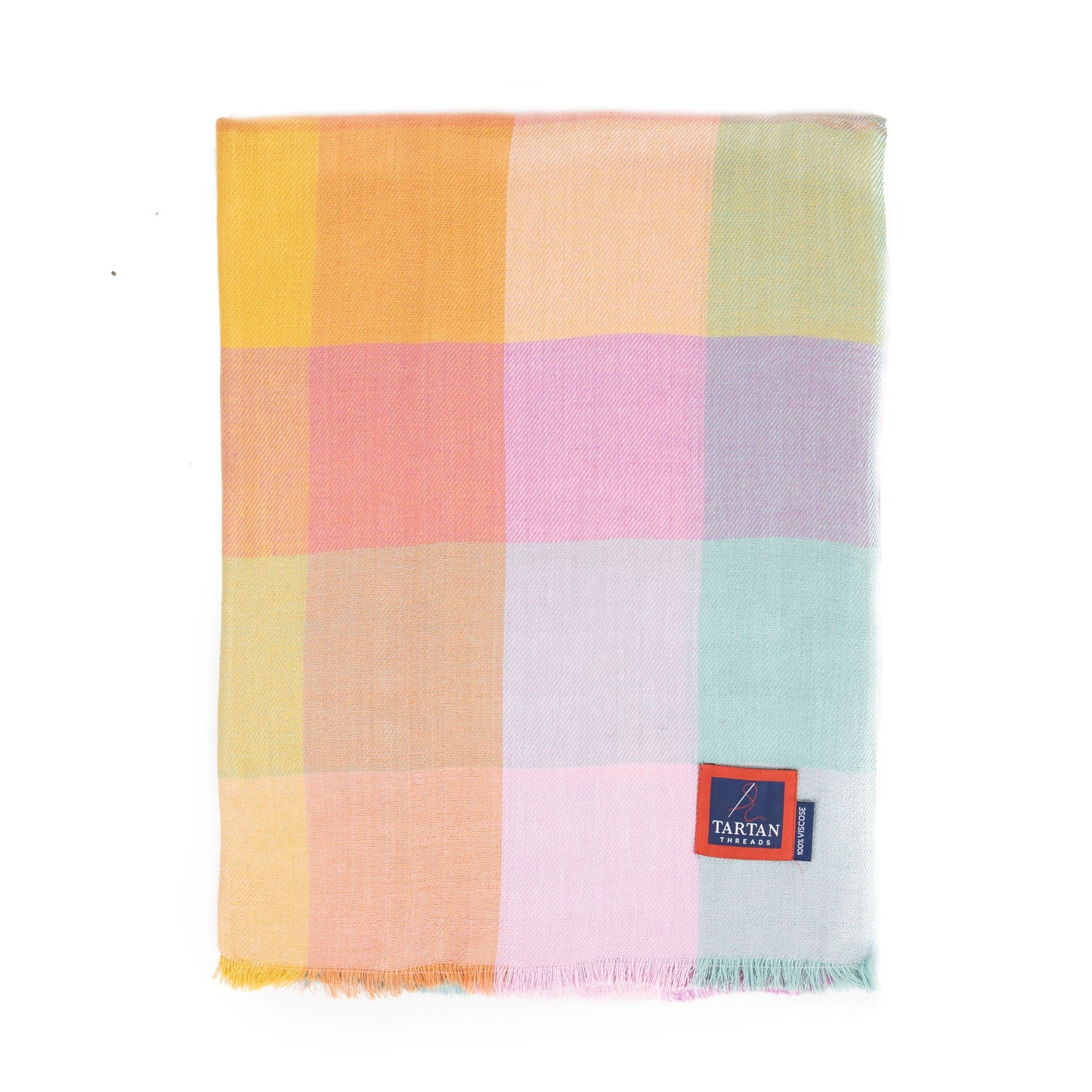 Tartan Stole Square Check - Pastel Pink