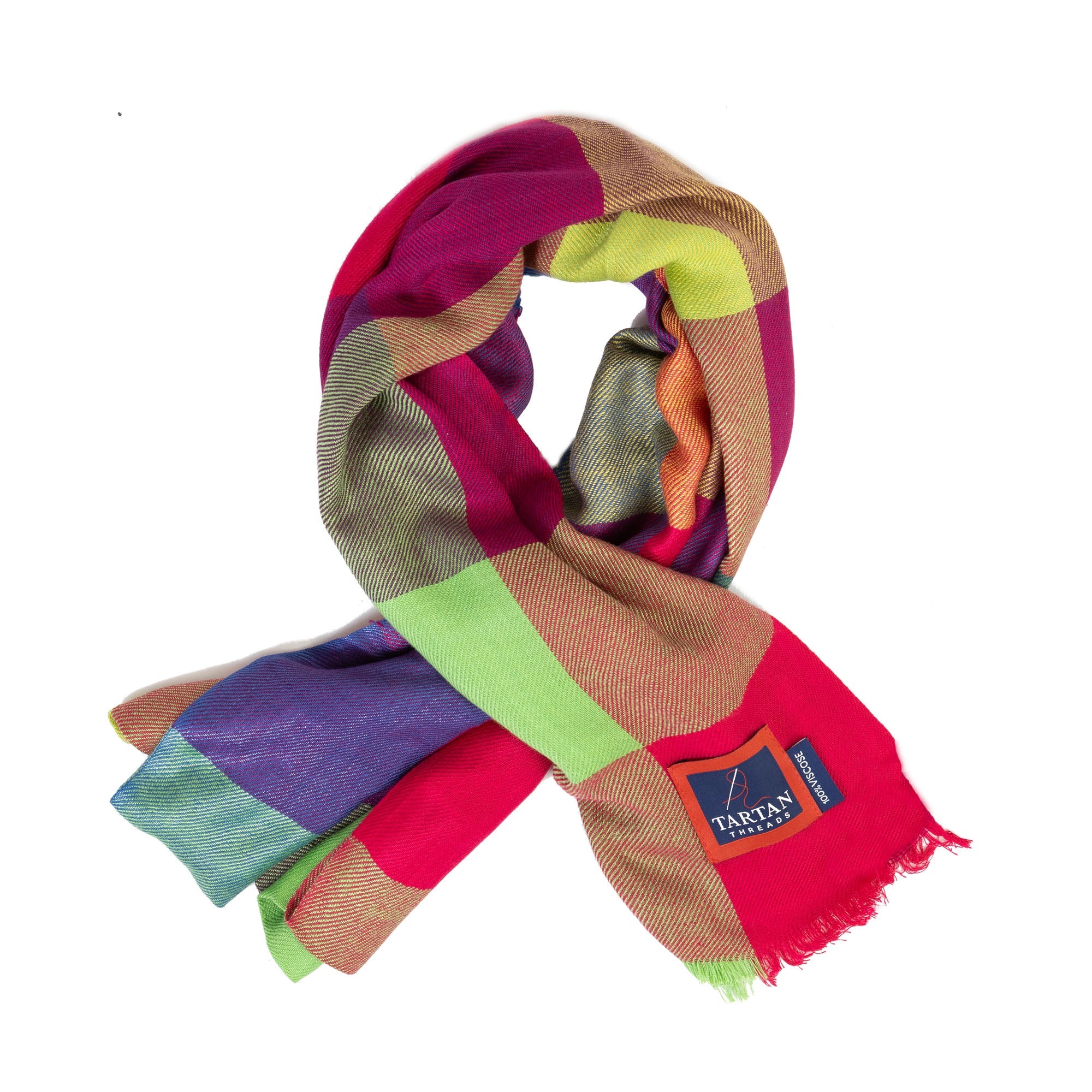 Tartan Stole Square Check - Bright Pink