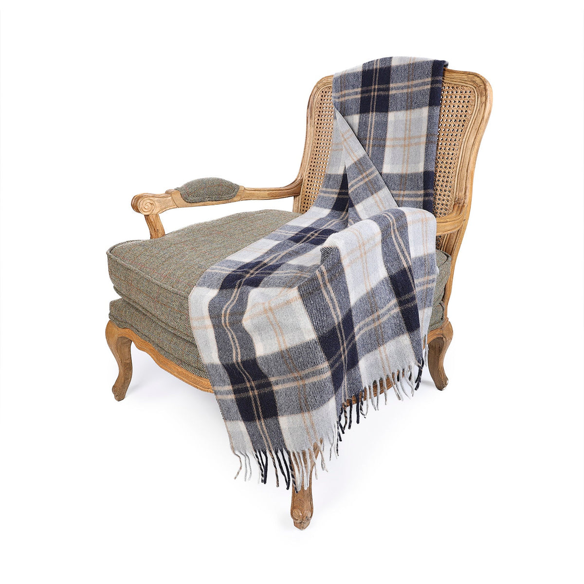 Highland Comfort – Recycled Wool Scottish Tartan Knee Blanket - BANNOCKBANE SILVER