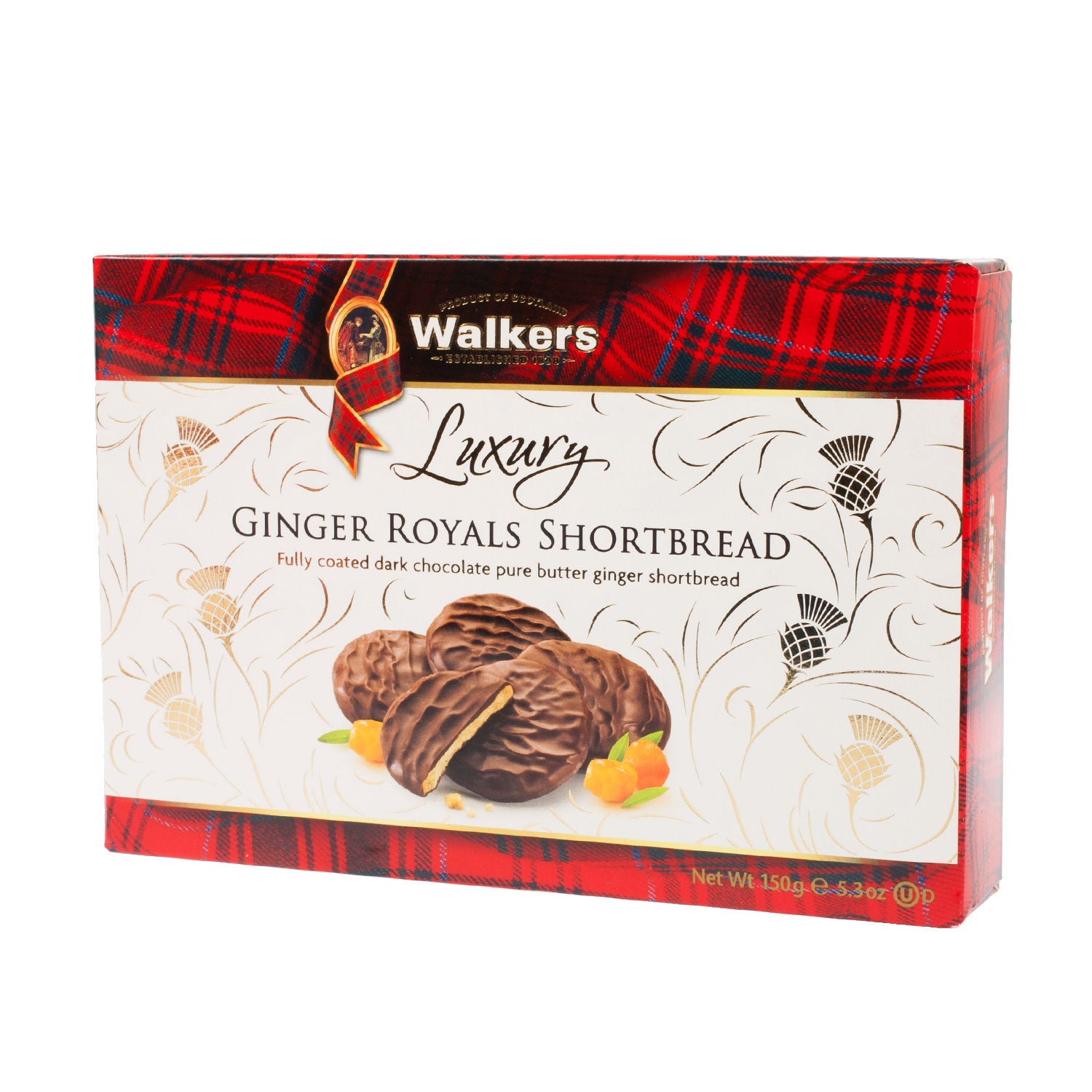 Walkers Luxury Shortbread Ginger 150G Tartan Weaving Mill