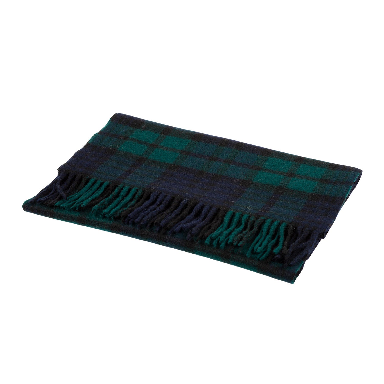100% Cashmere Wide Tartan Scarf Black Watch