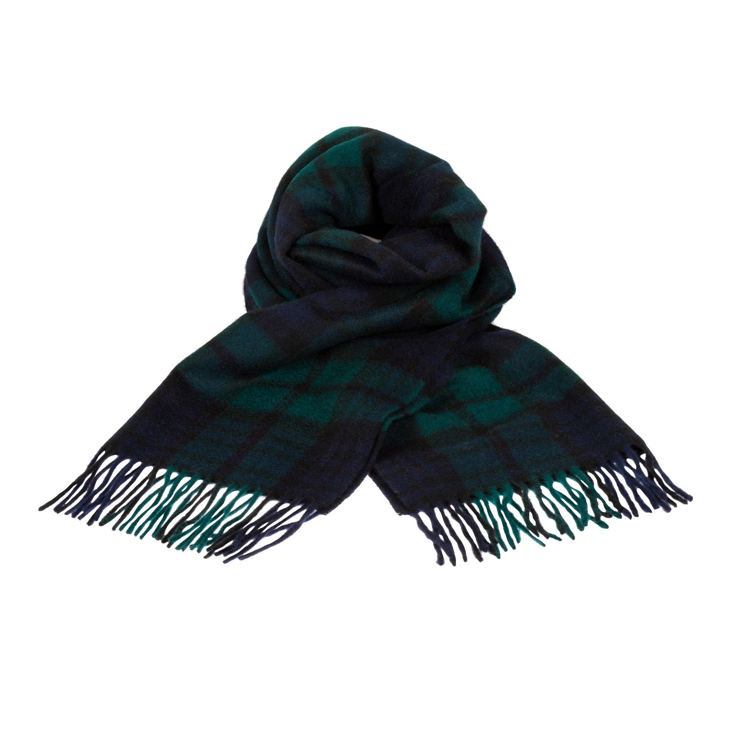 100% Cashmere Wide Tartan Scarf Black Watch