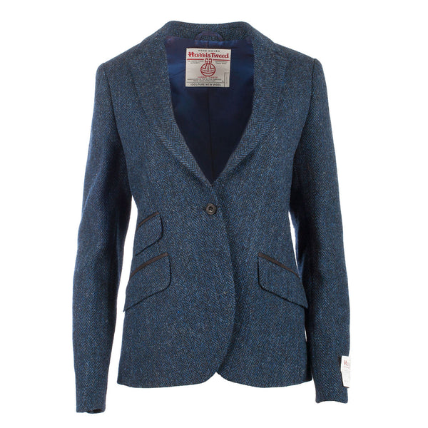 Harris Tweed Ladies Jacket - Iona Blue Herringbone