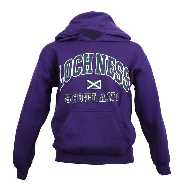 (D) Kids Loch Ness Harvard Print Hooded Top Purple