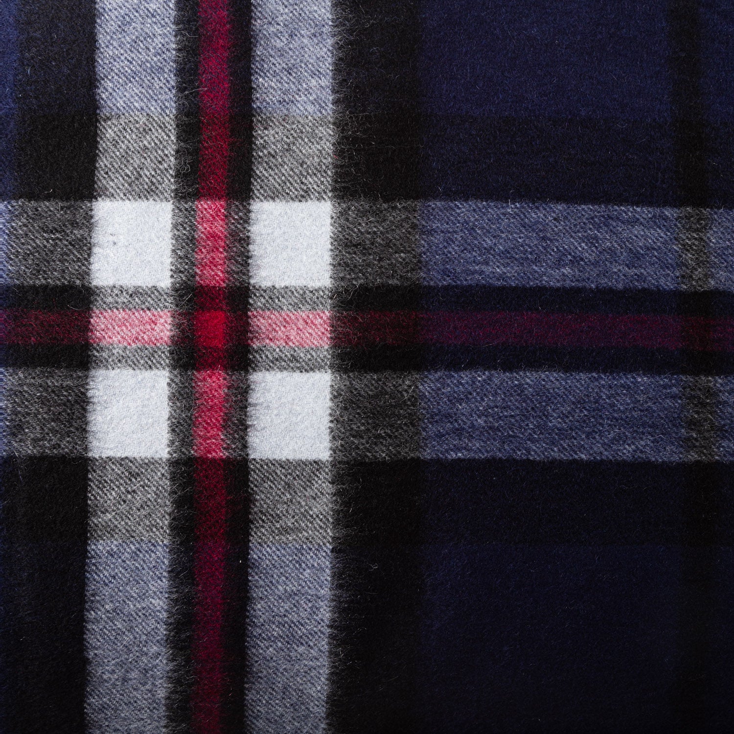 100% Cashmere Wide Tartan Scarf Thomson Navy