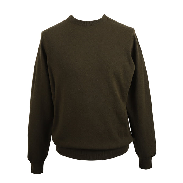 Gents 100% Cashmere Crew Neck Military Green