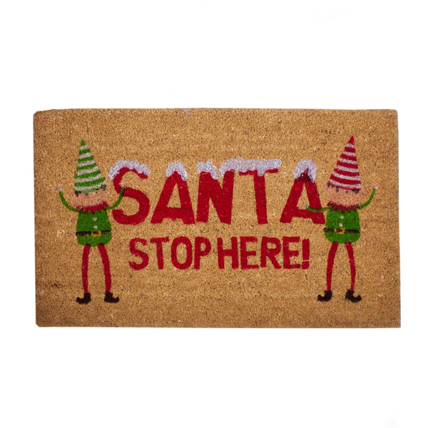 Santa Stop Here! Coir Door Mat