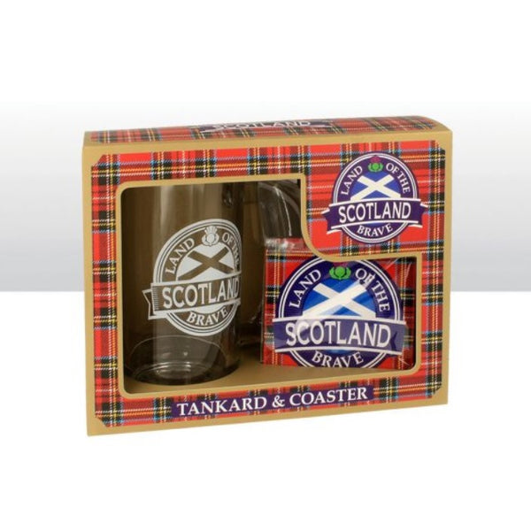 Scotland Glass Tankard & Coaster Set
