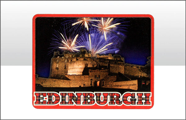 Edinburgh Castle Night Wood Magnet