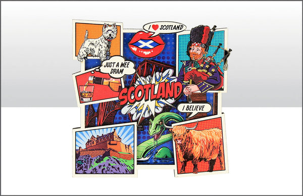 Scotland Pop Art Wood Magnet