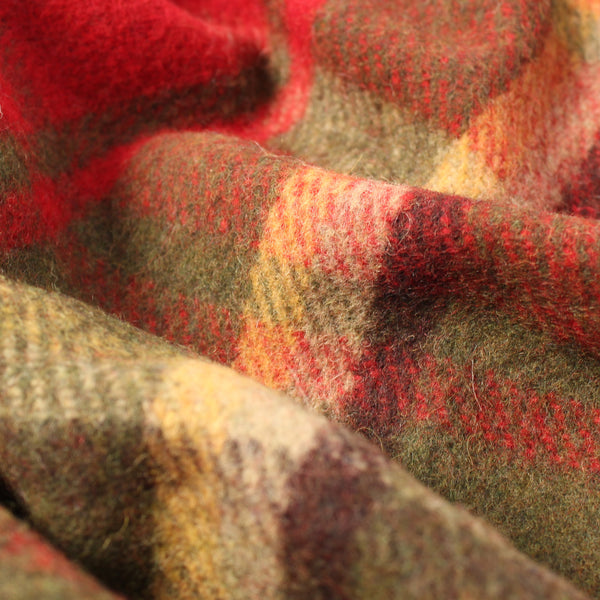 Recycled Wool Tartan Blanket Throw Dark Maple