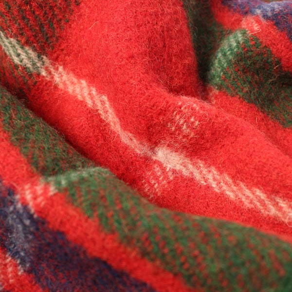 Recycled Wool Tartan Blanket Throw Fraser Red