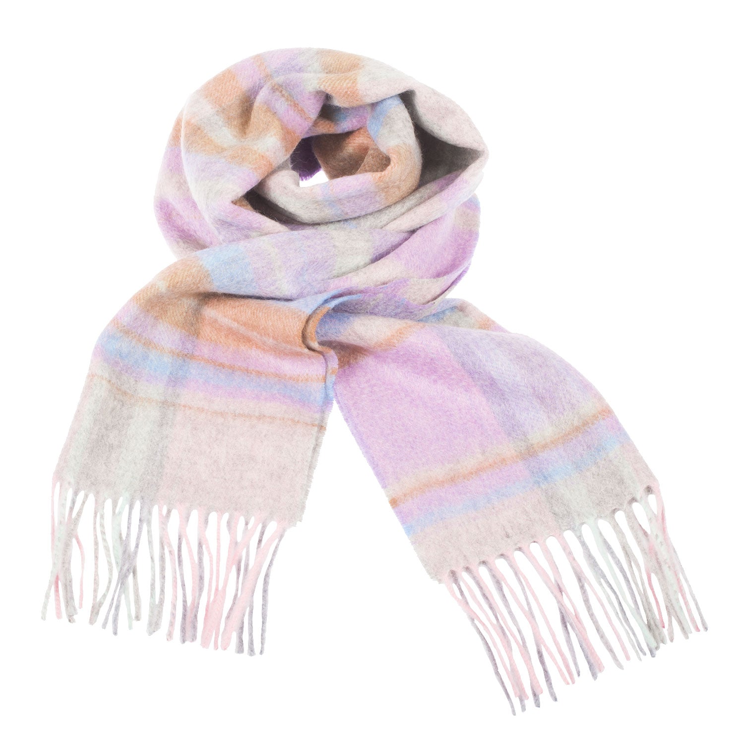 Edinburgh Cashmere Scarf Newlan Check Pink/Aqua