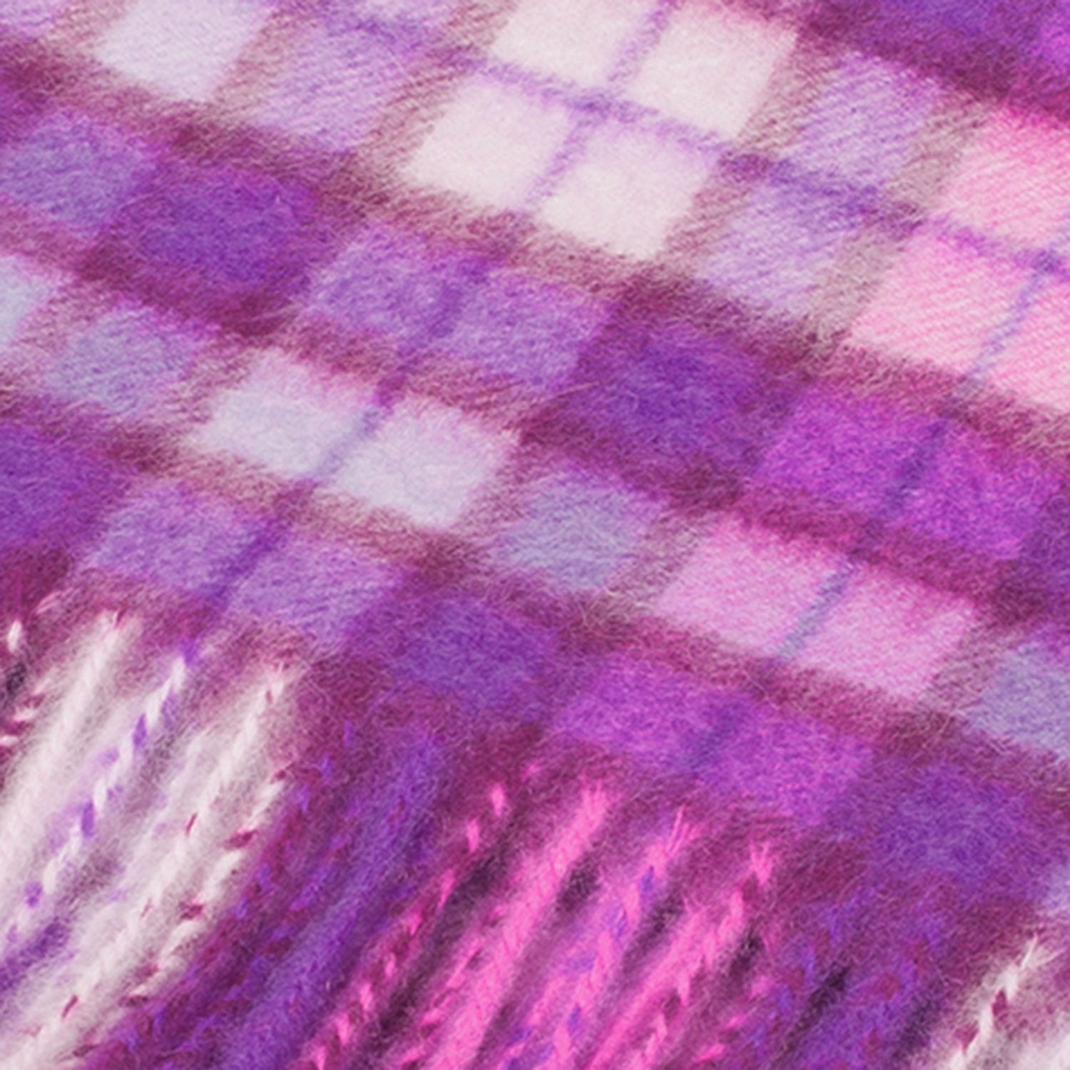 Edinburgh Cashmere Scarf Winter Check - Purple/Pink