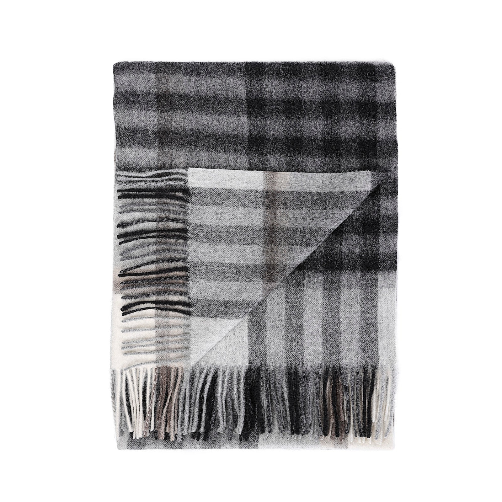 Edinburgh Lambswool Stole Chequer Grey Light Yellow (24529)